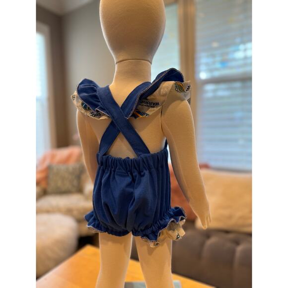 NEW Upcycled Warriors Basketball Baby Bubble Romper Bubble Romper 6m  QUICK SHIP - Picture 3 of 7